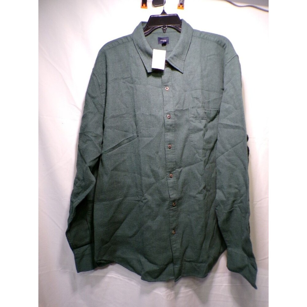 J.CREW Men's XXL Green Linen Blend Button Up Casual Shirt